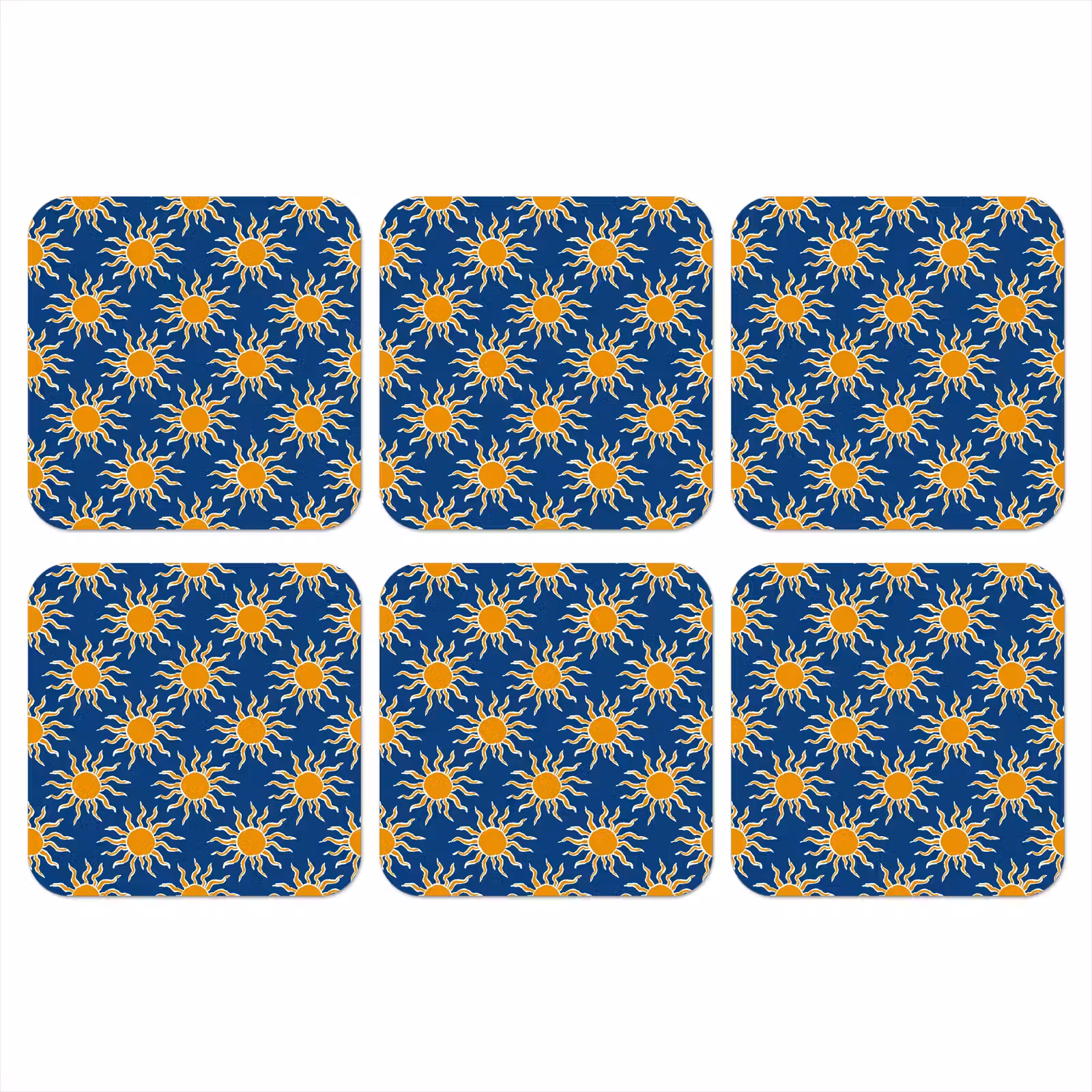 Onderzetter - Zon - Patroon - Blauw — 1