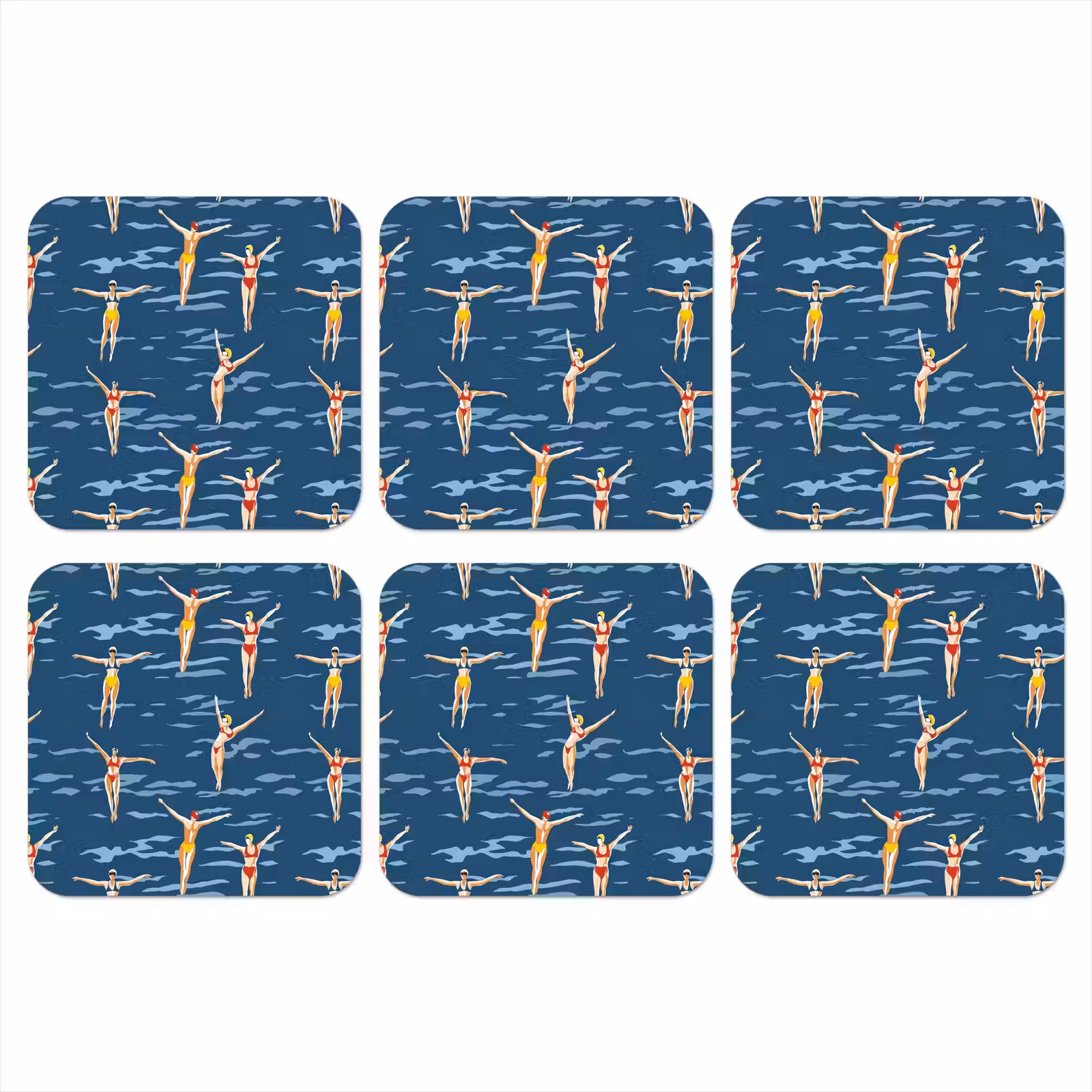Onderzetter - Zwemsters- Retro - Blauw — 1