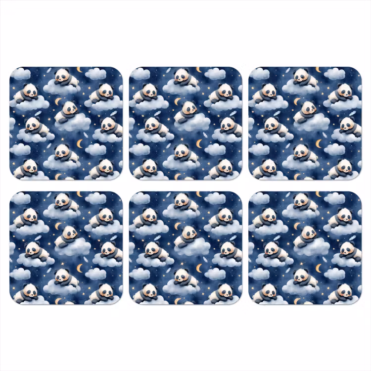 Onderzetter - Panda's - Slapen - Blauw — 1