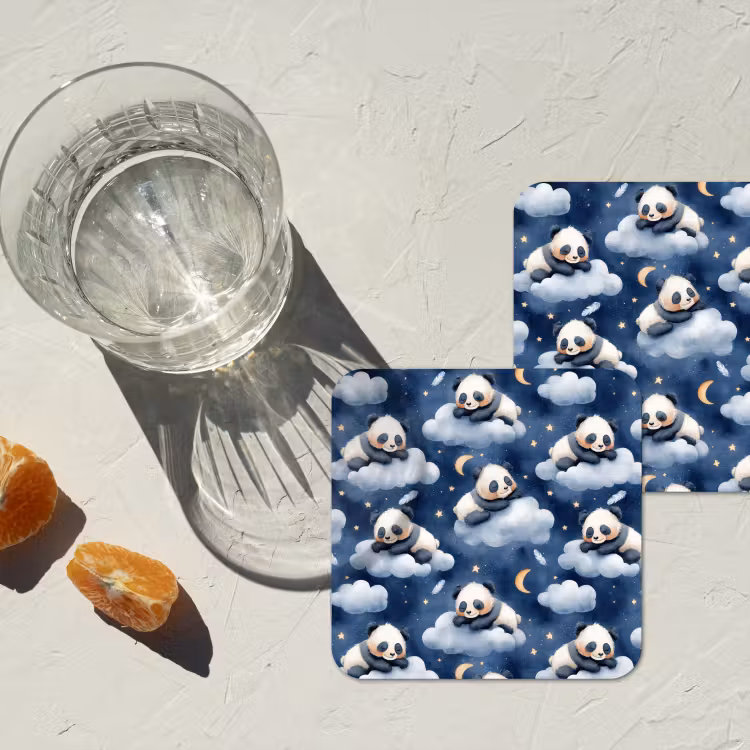 Onderzetter - Panda's - Slapen - Blauw — 3