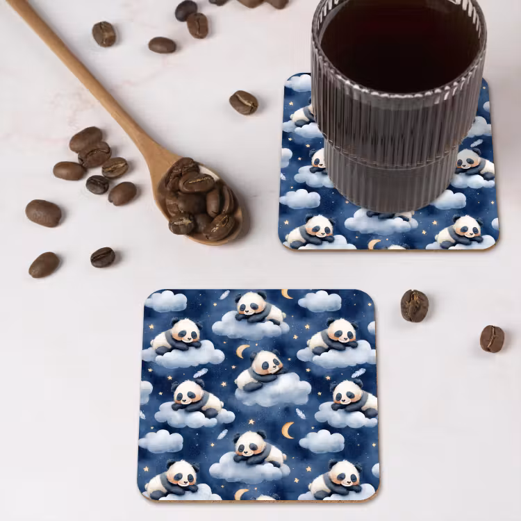Onderzetter - Panda's - Slapen - Blauw — 4