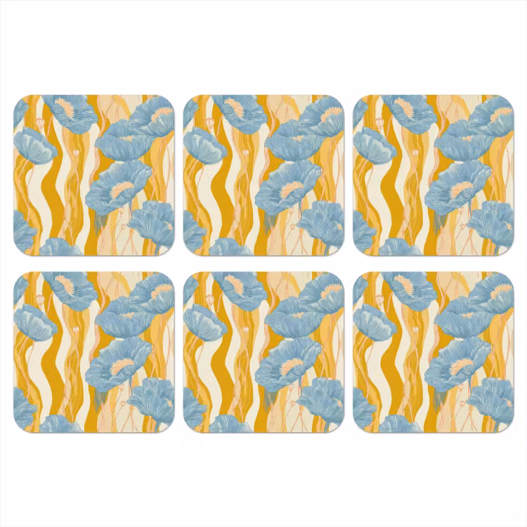 Onderzetter​ - Papavers - Botanisch - Blauw — 1