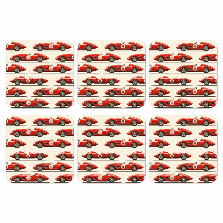 Onderzetter - Raceauto - Retro - Rood — 1