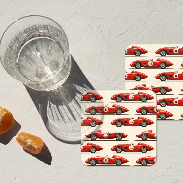 Onderzetter - Raceauto - Retro - Rood — 3