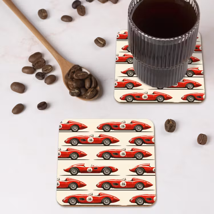 Onderzetter - Raceauto - Retro - Rood — 4