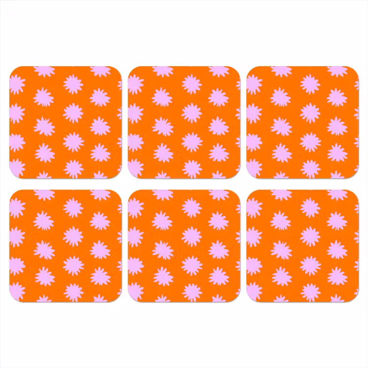 Onderzetter - Retro - Bloemen - Oranje — 1