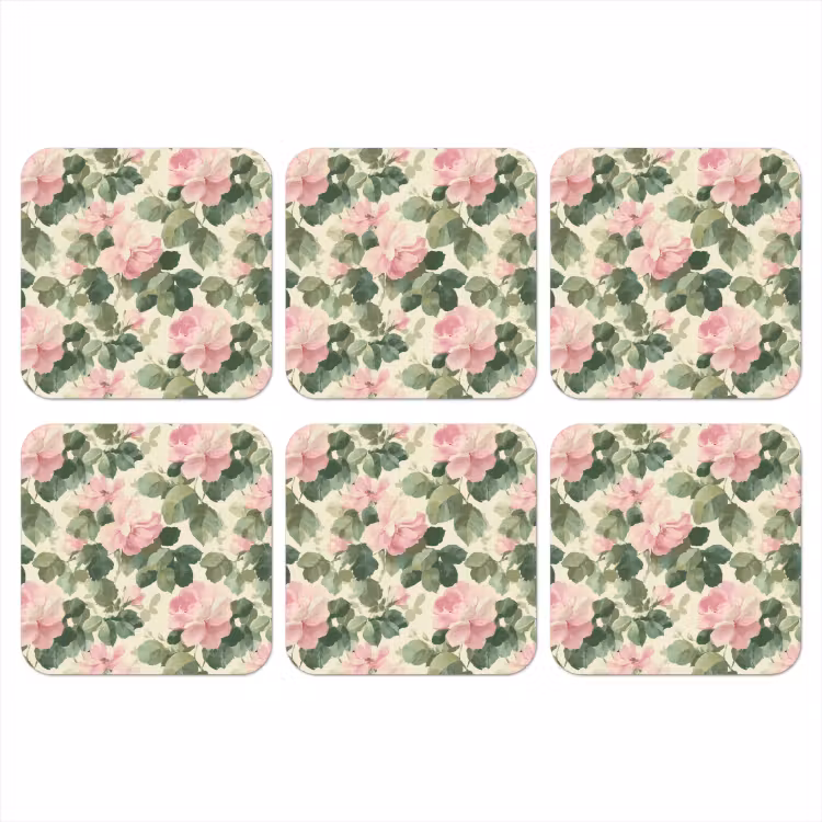 Onderzetter - Rozen - Botanisch - Roze — 1