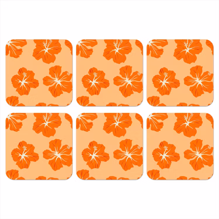 Onderzetter - Tropisch - Hibiscus - Oranje — 1