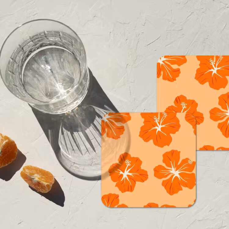 Onderzetter - Tropisch - Hibiscus - Oranje — 3
