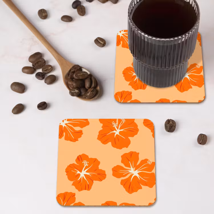 Onderzetter - Tropisch - Hibiscus - Oranje — 4