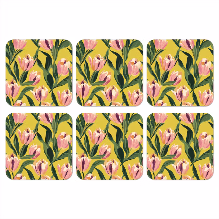 Onderzetter - Tulpen - Botanisch - Geel — 1