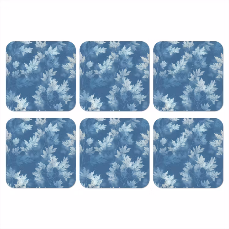 Onderzetter - Varen - Botanisch - Patroon - Grijsblauw — 1