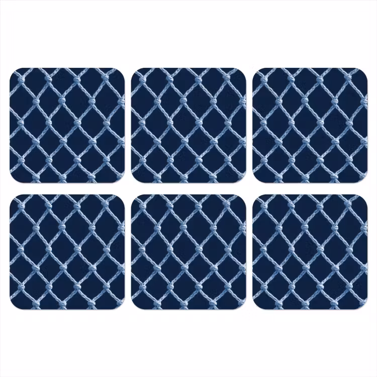 Onderzetter - Visnet - Touw - Patroon - Marineblauw — 1