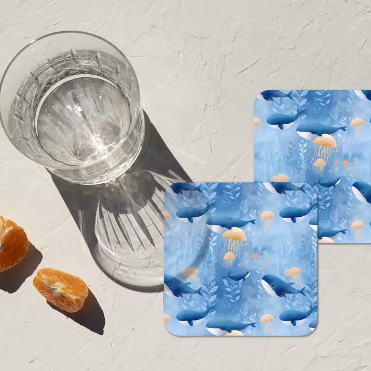 Onderzetter - Walvissen - Oceaan - Blauw — 3