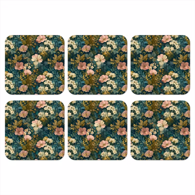 Onderzetter - Wilde bloemen - Botanisch - Patroon - Roze - Romantisch — 1