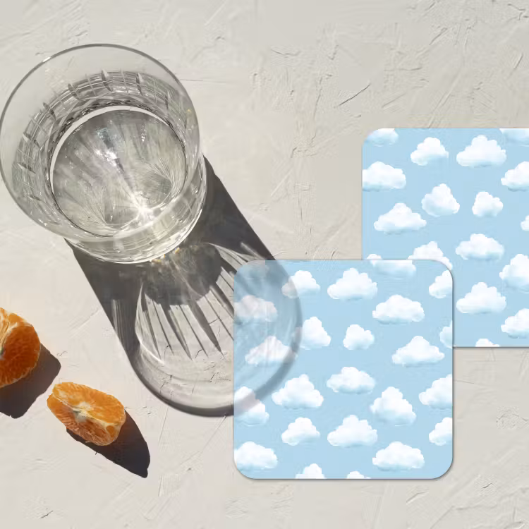 Onderzetter - Wolken - Illustratie - Blauw — 3