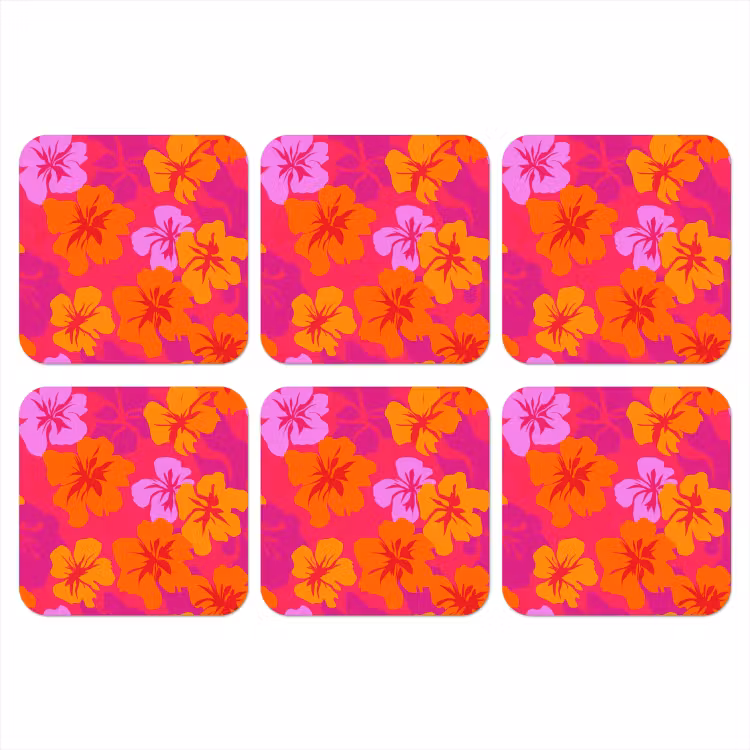 Onderzetter - Zomers - Hibiscus - Kleurrijk — 1