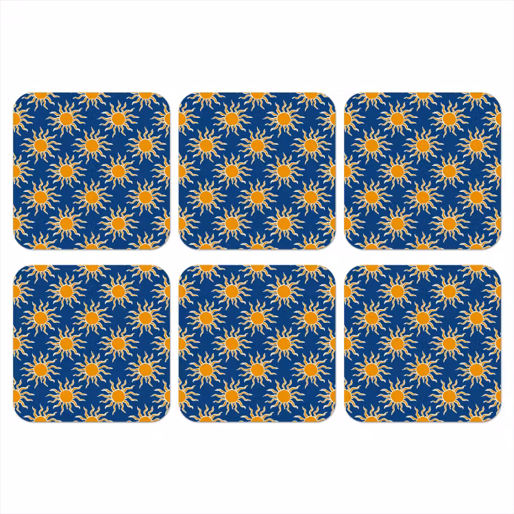 Onderzetter - Zon - Patroon - Blauw — 1