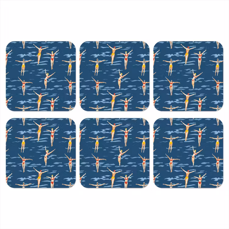Onderzetter - Zwemsters- Retro - Blauw — 1