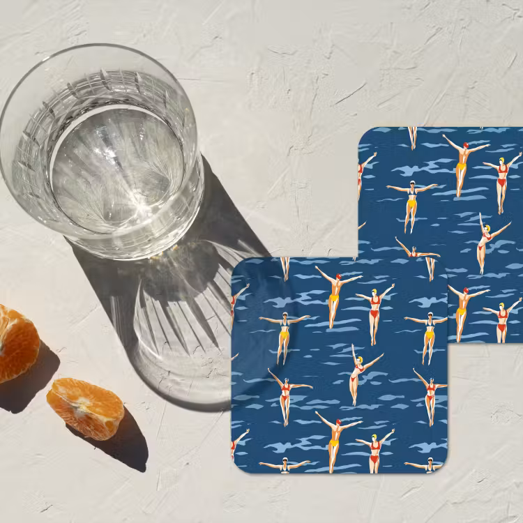 Onderzetter - Zwemsters- Retro - Blauw — 3
