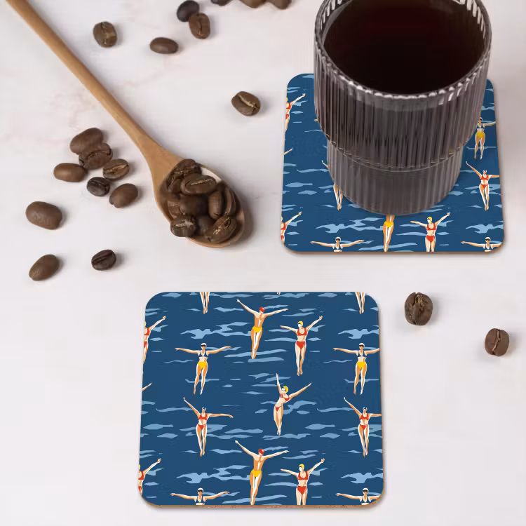 Onderzetter - Zwemsters- Retro - Blauw — 4