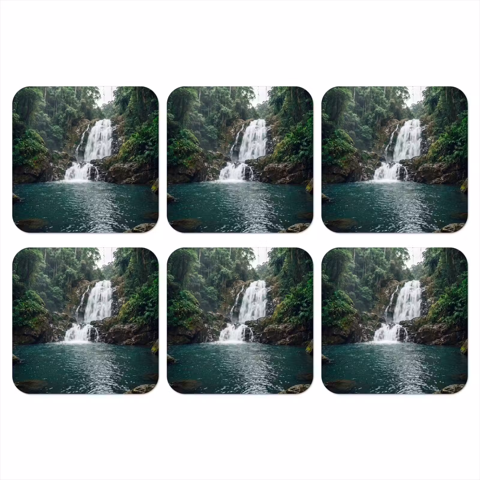 Onderzetter - Waterfall - Forest - Nature - Greenkhgyguyg — 1