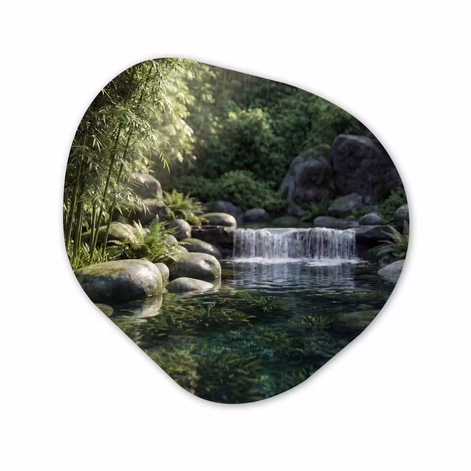 Organisch schilderij - Forex - Beek - Waterval - Natuur - Groen — 1