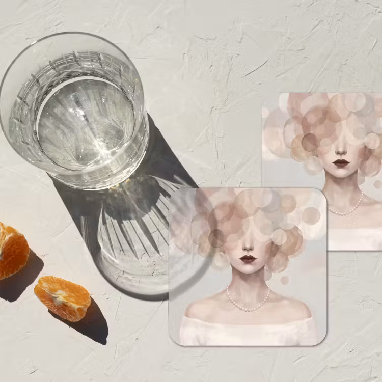Onderzetter​ - Vrouw - Cirkels - Beige — 3