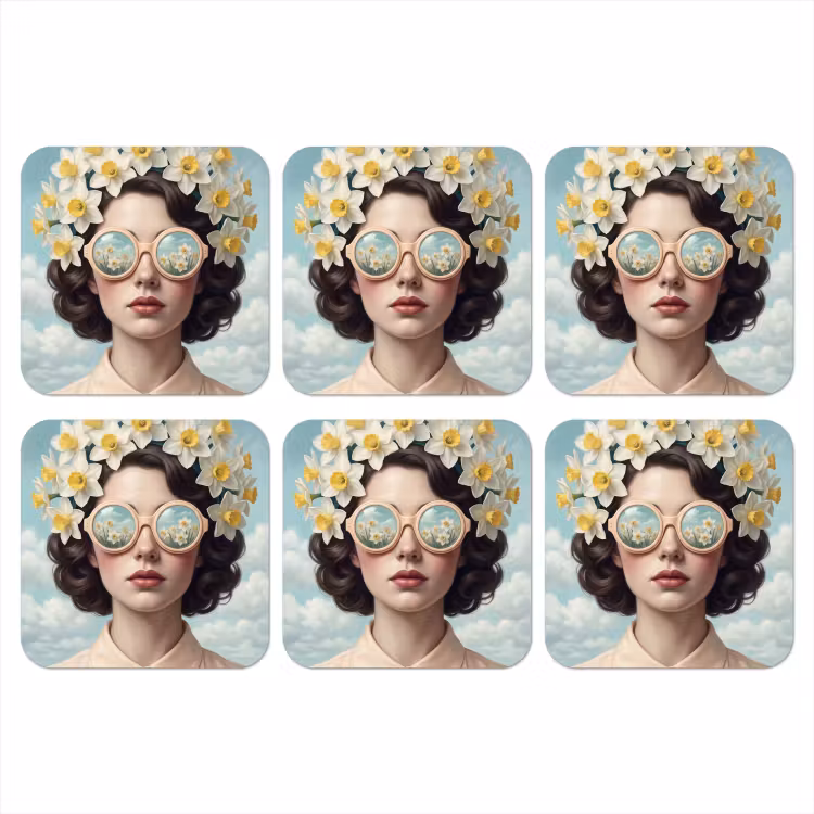 Onderzetter - Vrouw - Narcissen - Geel — 1