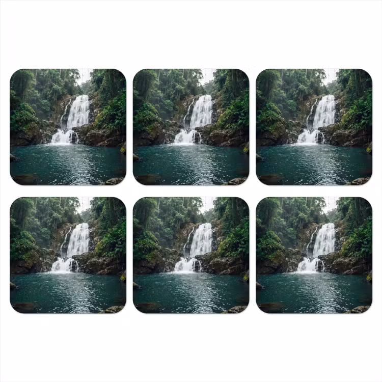 Onderzetter - Waterfall - Forest - Nature - Greenkhgyguyg — 1