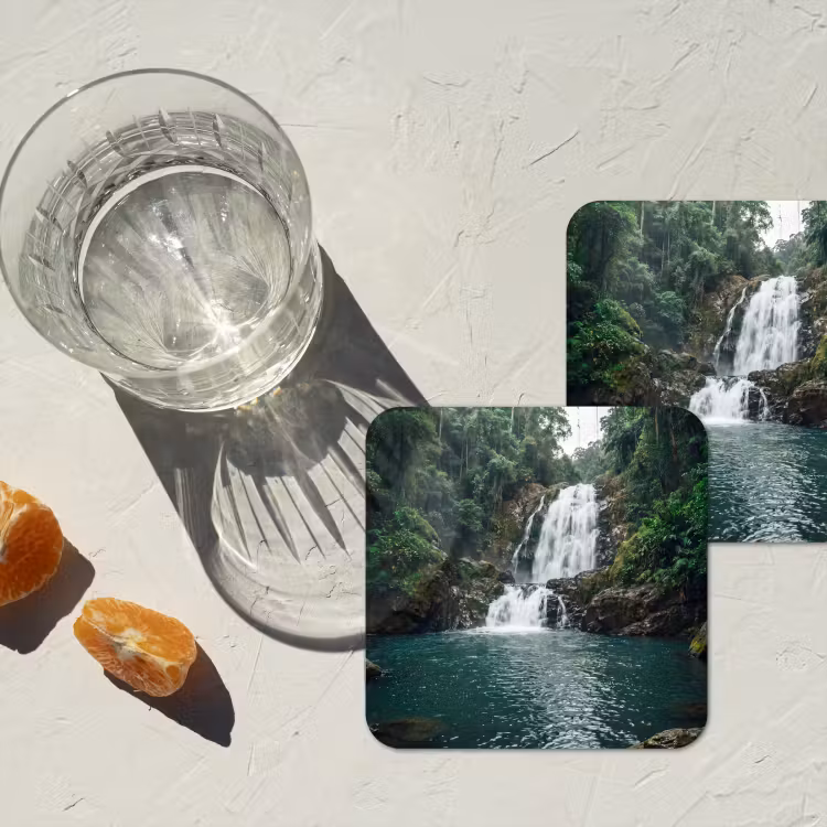 Onderzetter - Waterfall - Forest - Nature - Greenkhgyguyg — 3