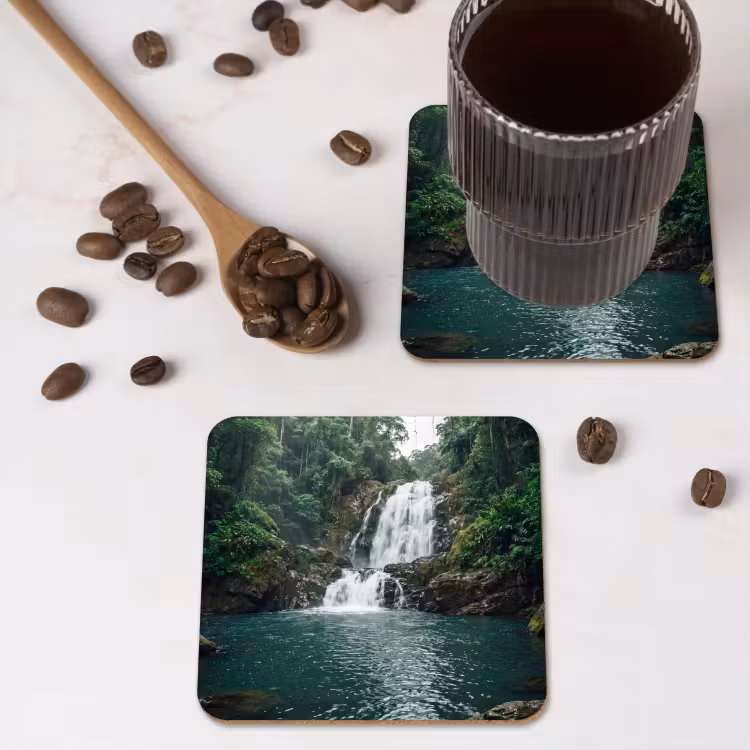 Onderzetter - Waterfall - Forest - Nature - Greenkhgyguyg — 4