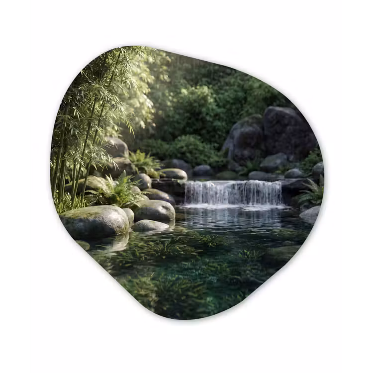 Organisch schilderij - Forex - Beek - Waterval - Natuur - Groen — 1