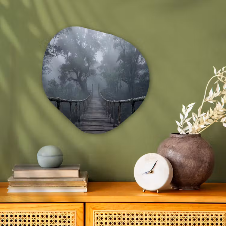 Organisch schilderij - Forex - Brug - Jungle - Mist - Natuur — 2