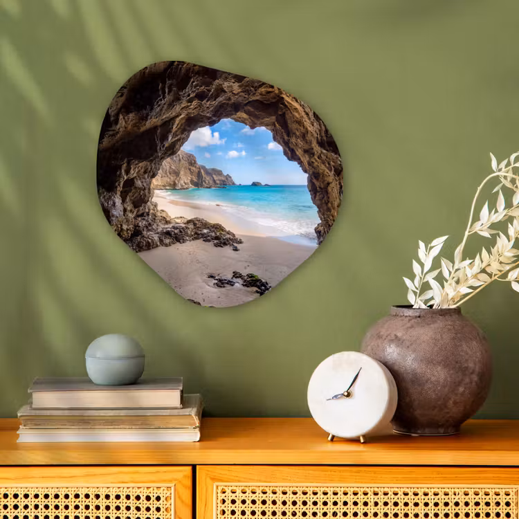 Organisch schilderij - Forex - Grot - Strand - Zee - Blauw — 2