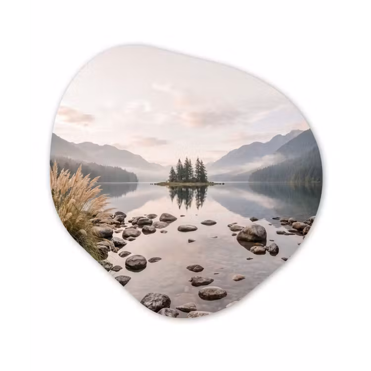 Organisch schilderij - Forex - Meer - Bergen - Landschap - Groen — 1