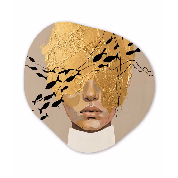 Organisch schilderij - Forex - Modern - Vrouw - Goud — 1