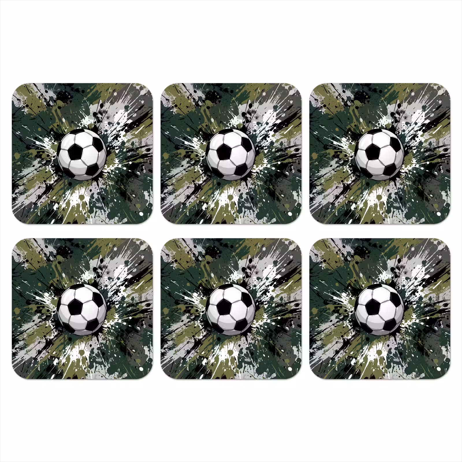 Onderzetter - Voetbal - Verf - Spetters - Groen — 1