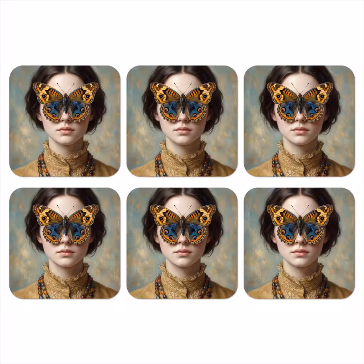 Onderzetter - Portret - Vlinder - Kleurrijk — 1