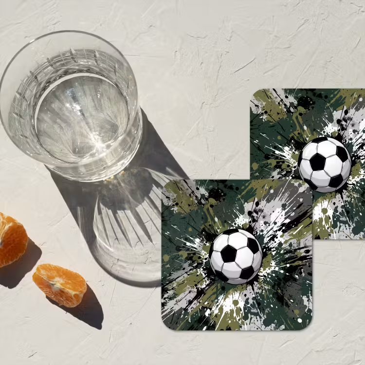 Onderzetter - Voetbal - Verf - Spetters - Groen — 3