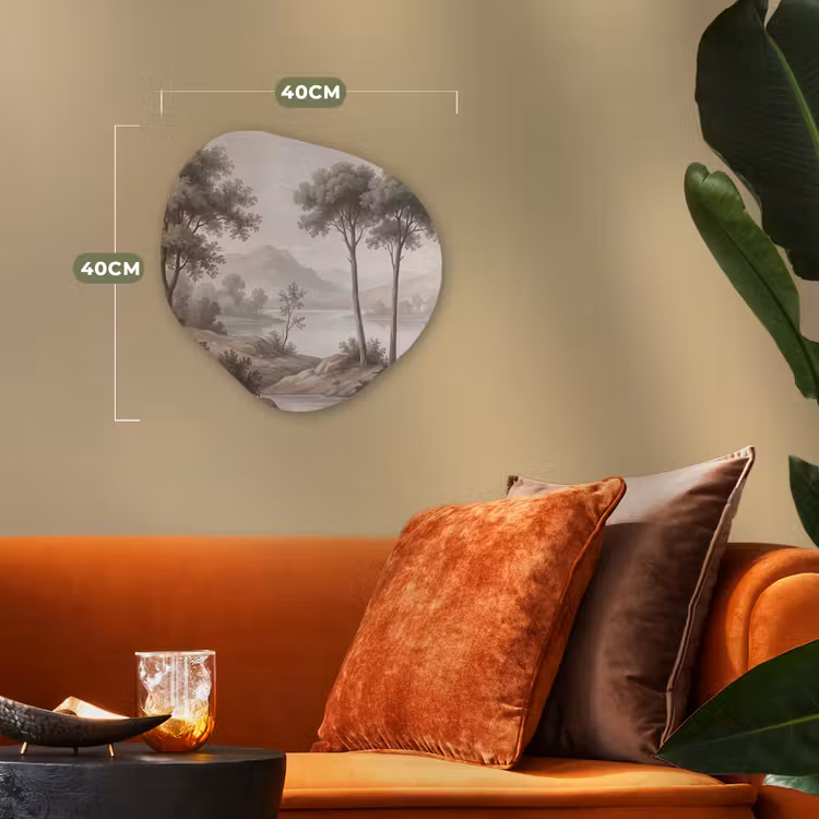 Organisch schilderij - Forex - Bomen - Meer - Bergen - Illustratie — 4