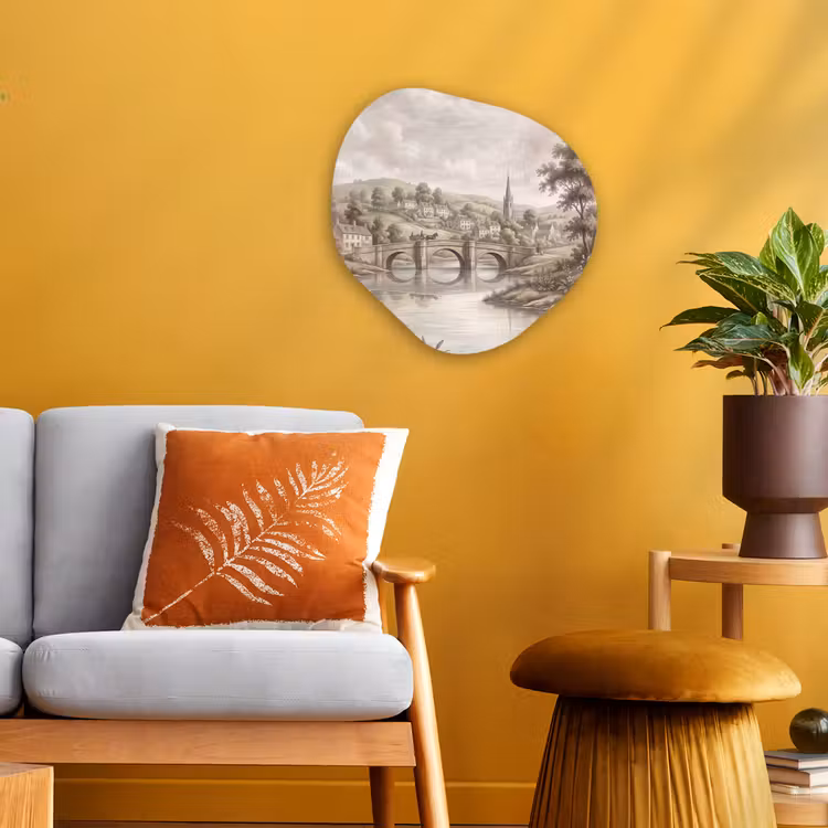Organisch schilderij - Forex - Dorp - Brug - Uitzicht - Groen — 3