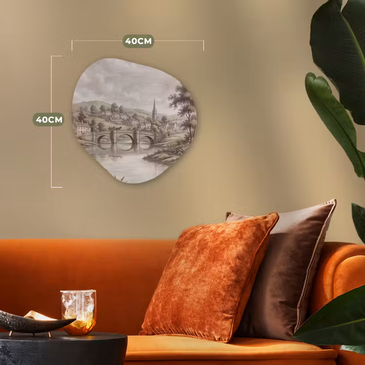 Organisch schilderij - Forex - Dorp - Brug - Uitzicht - Groen — 4