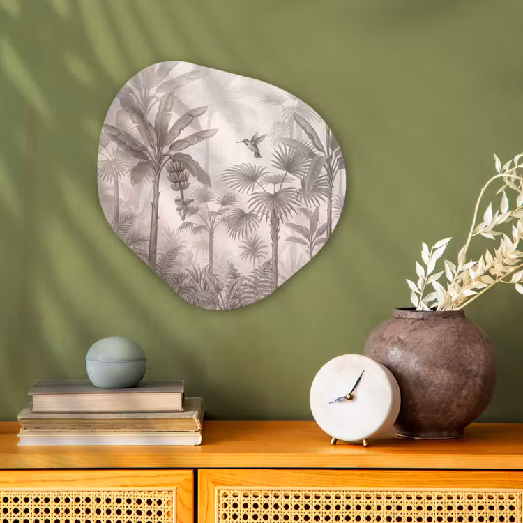 Organisch schilderij - Forex - Jungle - Banenboom - Kolibrie - Beige — 2