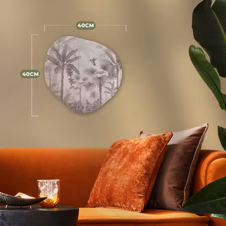 Organisch schilderij - Forex - Jungle - Banenboom - Kolibrie - Beige — 4
