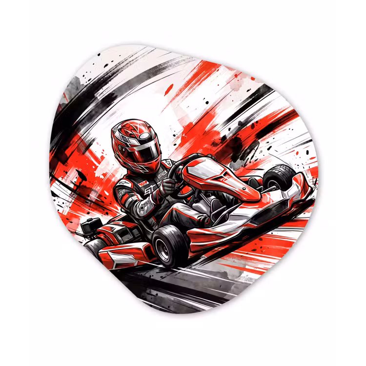 Organisch schilderij - Forex - Kart - Coureur - Snelheid - Rood — 1
