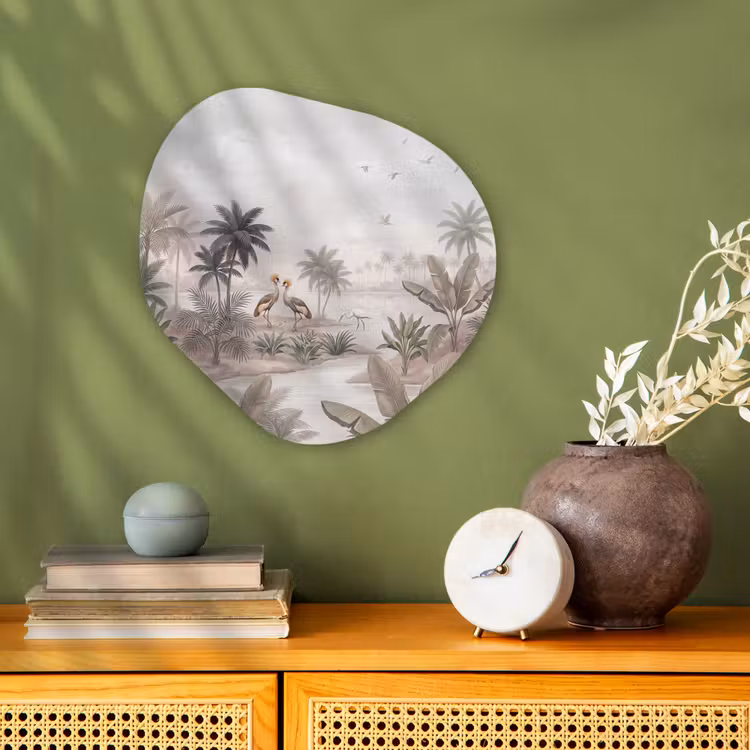 Organisch schilderij - Forex - Kraanvogels - Palmbomen - Tropisch — 2