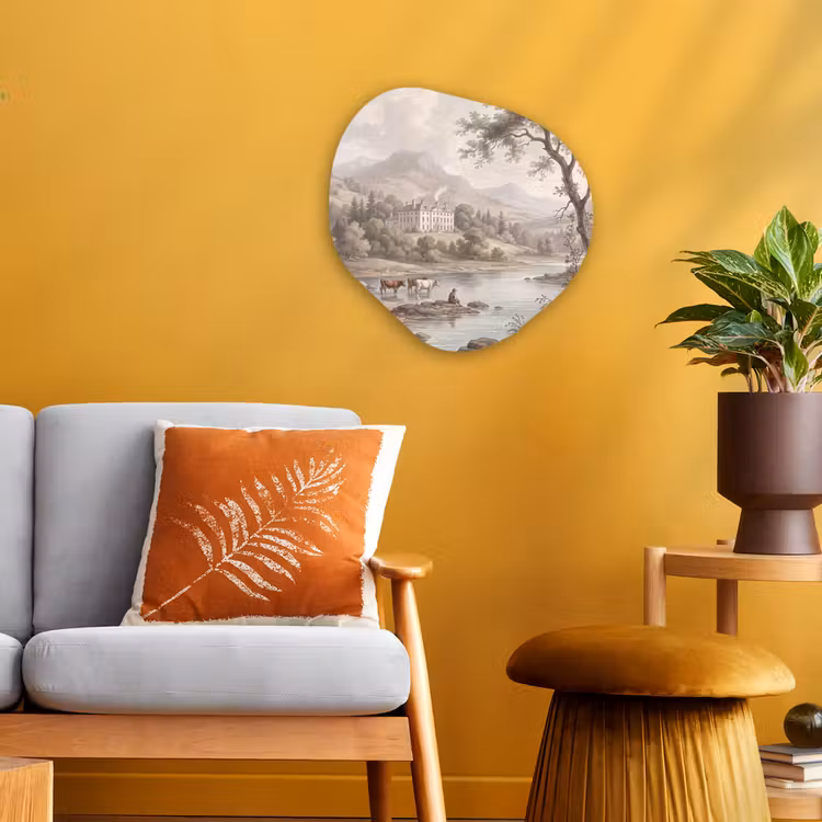 Organisch schilderij - Forex - Landhuis - Rivier - Vee — 3