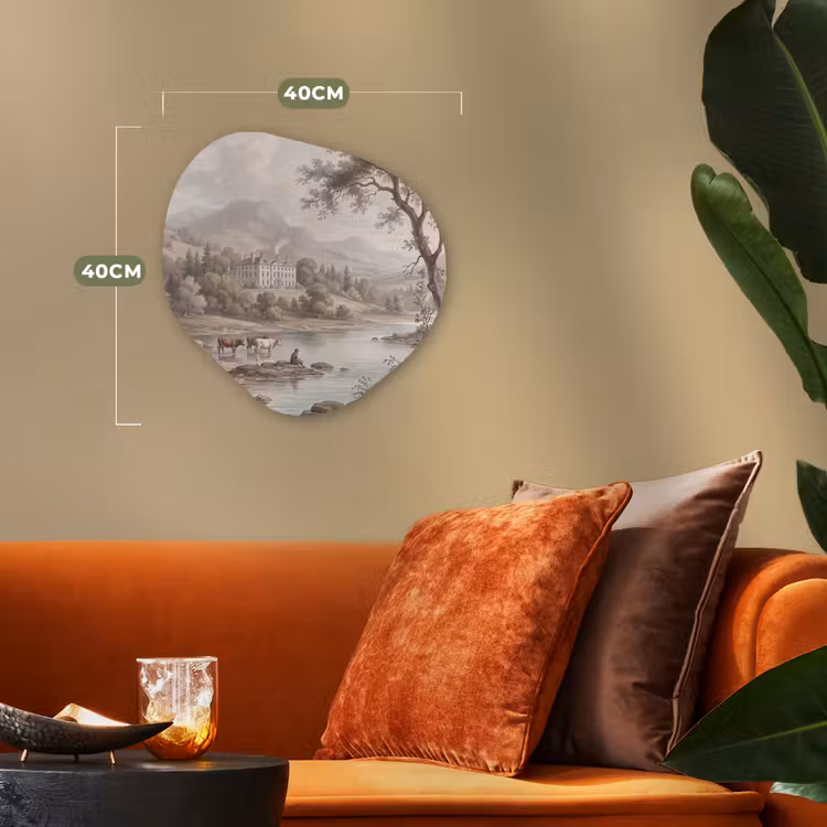 Organisch schilderij - Forex - Landhuis - Rivier - Vee — 4