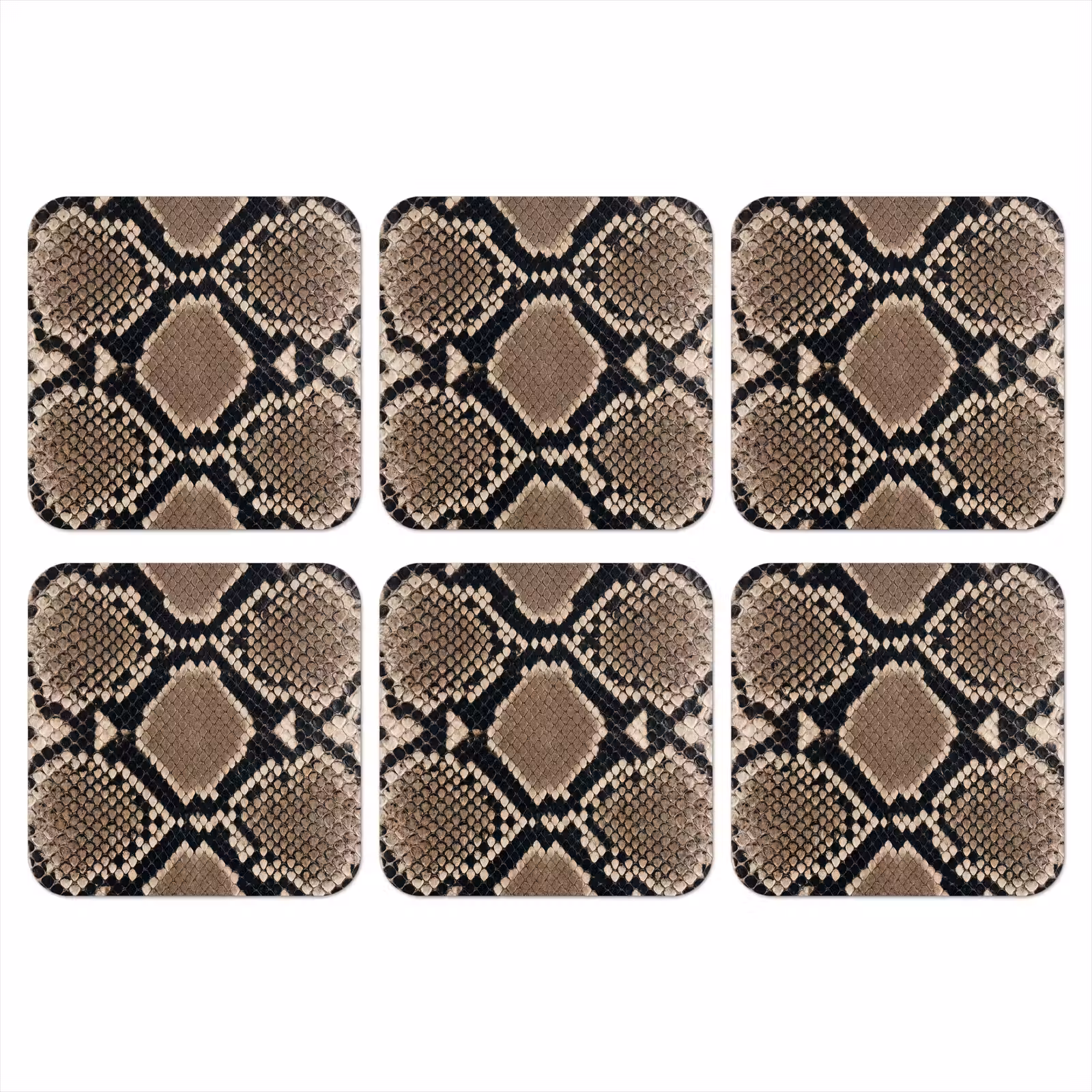 Onderzetter - Slangenprint - Python - Bruin — 1